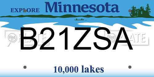 B21ZSA Minnesota License Plate