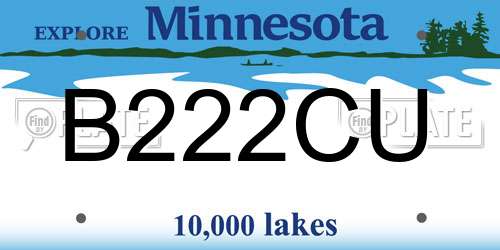 B222CU Minnesota License Plate