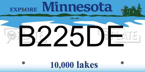 B225DE Minnesota License Plate