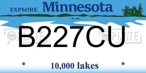 B227CU Minnesota License Plate