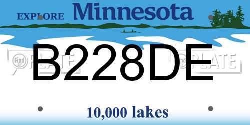 B228DE Minnesota License Plate