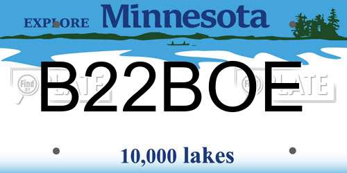 B22BOE Minnesota License Plate