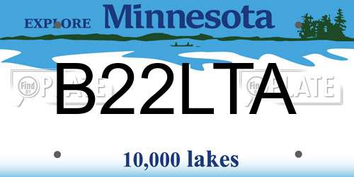 B22LTA Minnesota License Plate