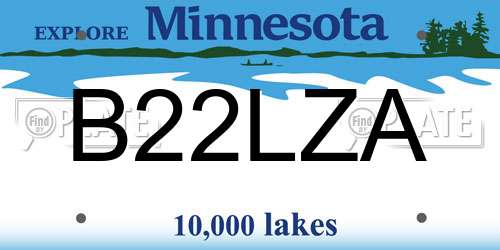 B22LZA Minnesota License Plate