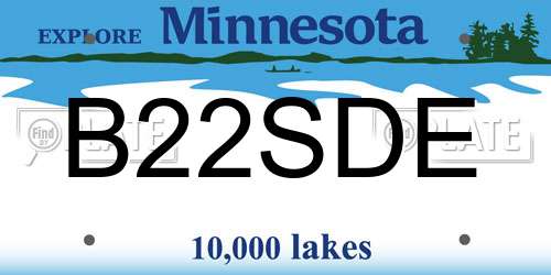 B22SDE Minnesota License Plate