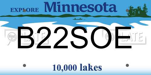 B22SOE Minnesota License Plate