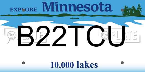 B22TCU Minnesota License Plate
