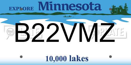 B22VMZ Minnesota License Plate