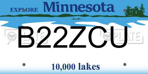 B22ZCU Minnesota License Plate