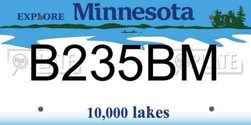 B235BM Minnesota License Plate