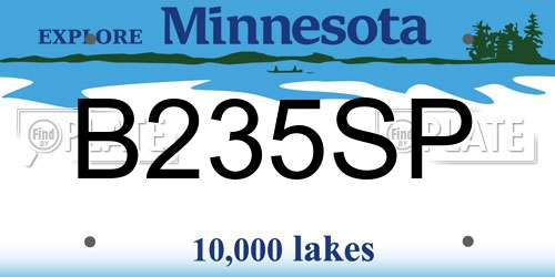 B235SP Minnesota License Plate