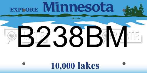 B238BM Minnesota License Plate
