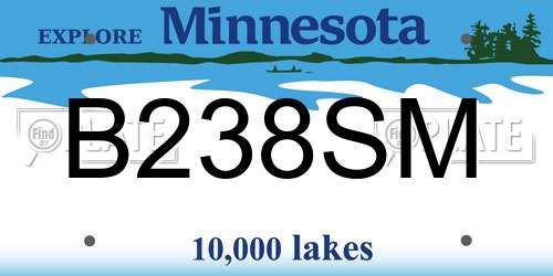 B238SM Minnesota License Plate