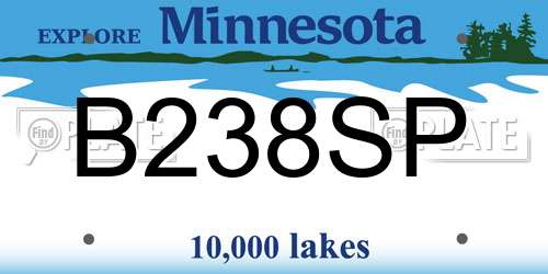 B238SP Minnesota License Plate