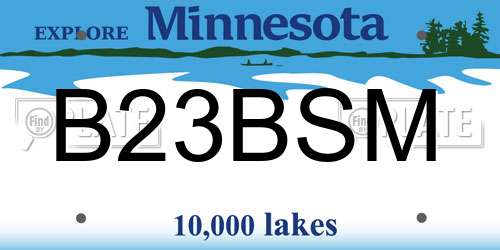 B23BSM Minnesota License Plate