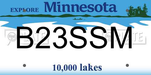 B23SSM Minnesota License Plate