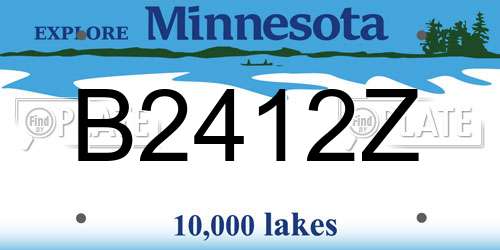 B2412Z Minnesota License Plate