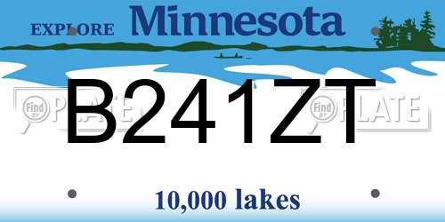 B241ZT Minnesota License Plate