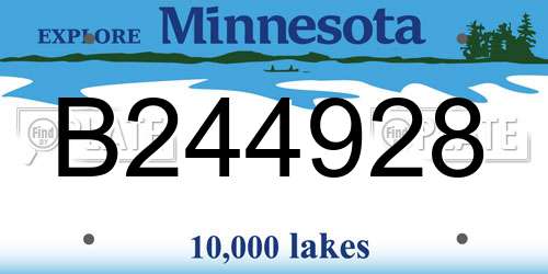 B244928 Minnesota License Plate