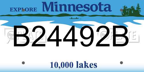 B24492B Minnesota License Plate