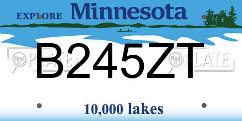 B245ZT Minnesota License Plate