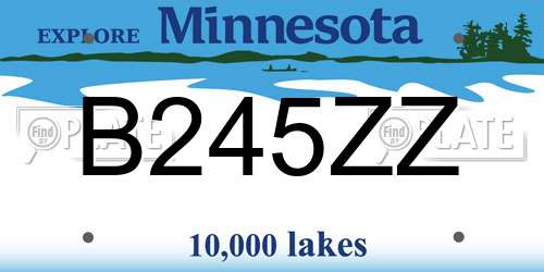 B245ZZ Minnesota License Plate