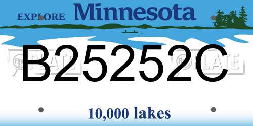 B25252C Minnesota License Plate