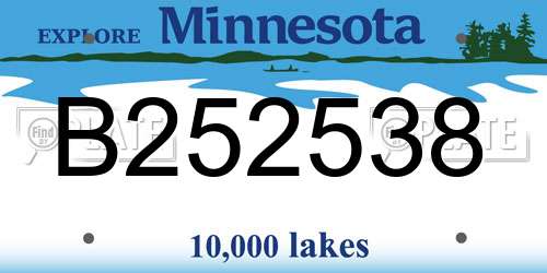 B252538 Minnesota License Plate