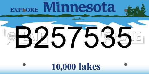 B257535 Minnesota License Plate