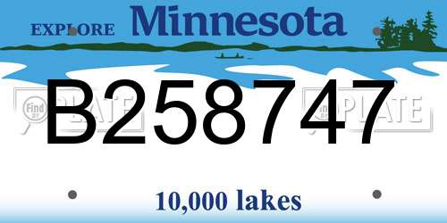 B258747 Minnesota License Plate