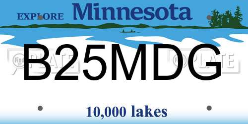 B25MDG Minnesota License Plate