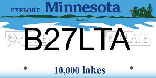 B27LTA Minnesota License Plate