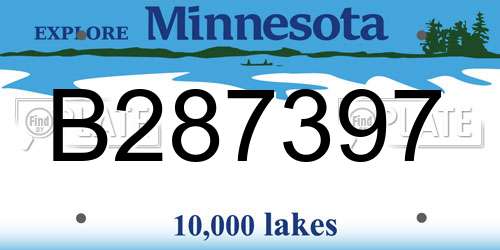 B287397 Minnesota License Plate