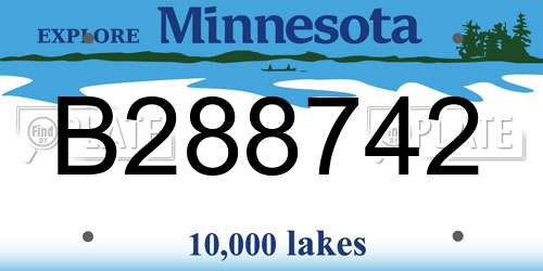 B288742 Minnesota License Plate