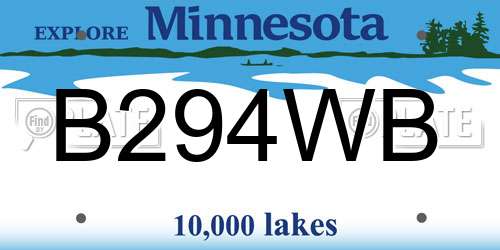 B294WB Minnesota License Plate