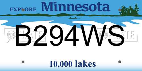 B294WS Minnesota License Plate