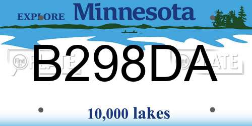 B298DA Minnesota License Plate