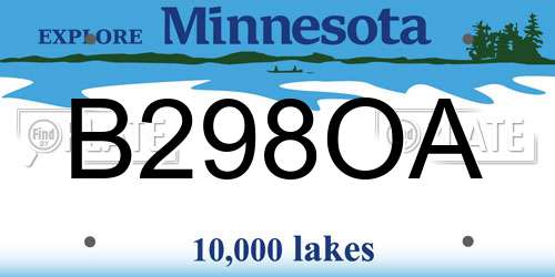 B298OA Minnesota License Plate