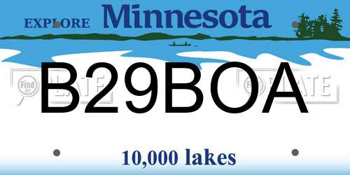 B29BOA Minnesota License Plate