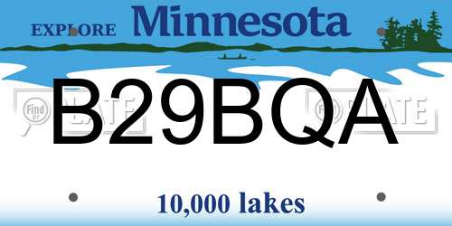 B29BQA Minnesota License Plate