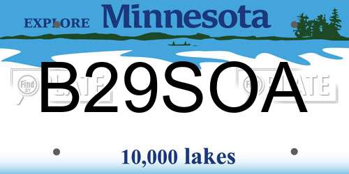 B29SOA Minnesota License Plate