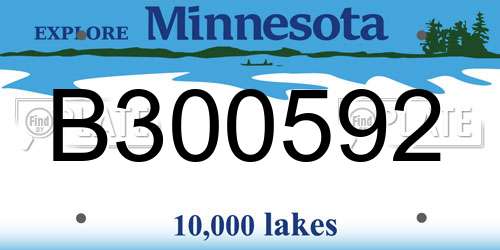 B300592 Minnesota License Plate