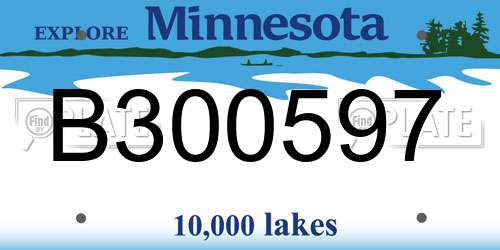 B300597 Minnesota License Plate