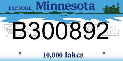 B300892 Minnesota License Plate