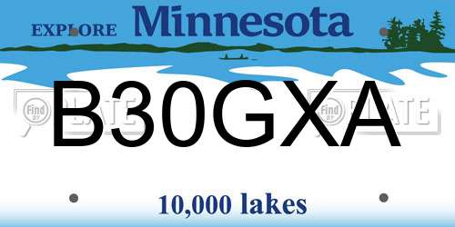 B30GXA Minnesota License Plate