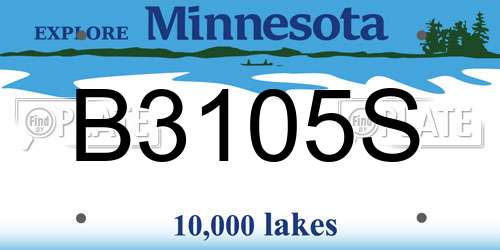 B3105S Minnesota License Plate