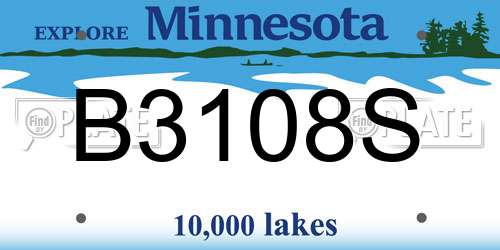 B3108S Minnesota License Plate