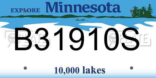 B31910S Minnesota License Plate