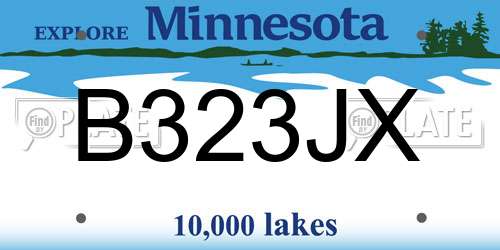 B323JX Minnesota License Plate