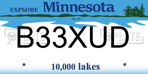 B33XUD Minnesota License Plate